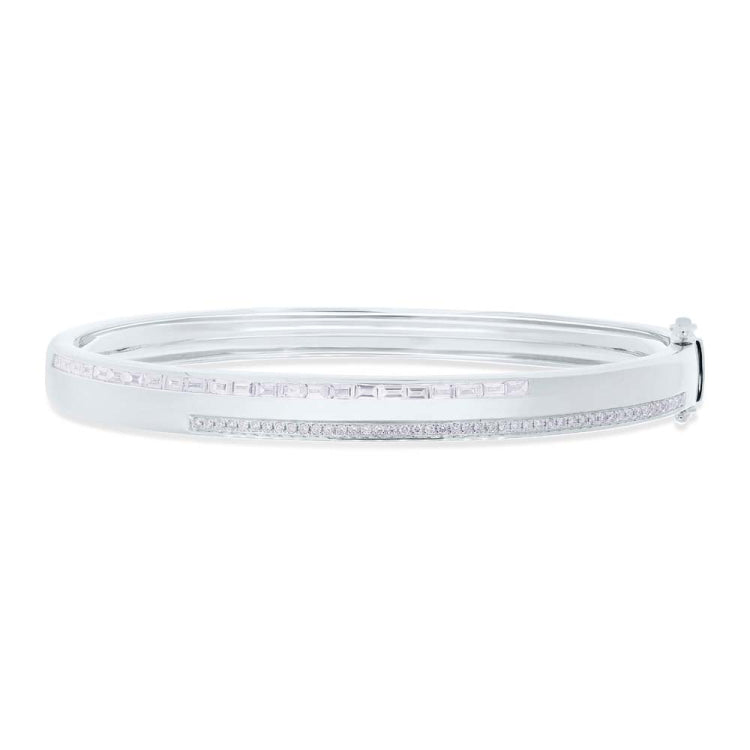 0.77ct 14k White Gold Diamond Baguette Bangle