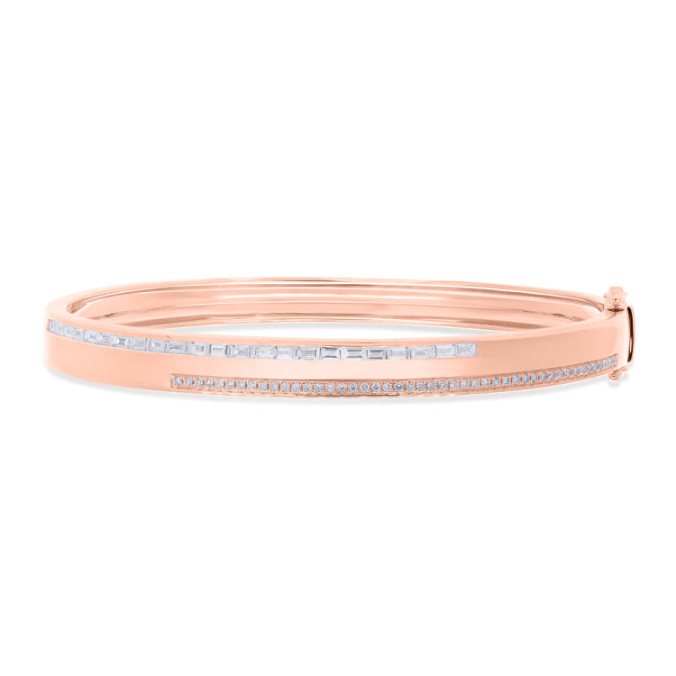 0.77ct 14k Rose Gold Diamond Baguette Bangle