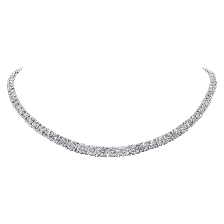 4.39ct 14k White Gold Diamond Tennis Necklace