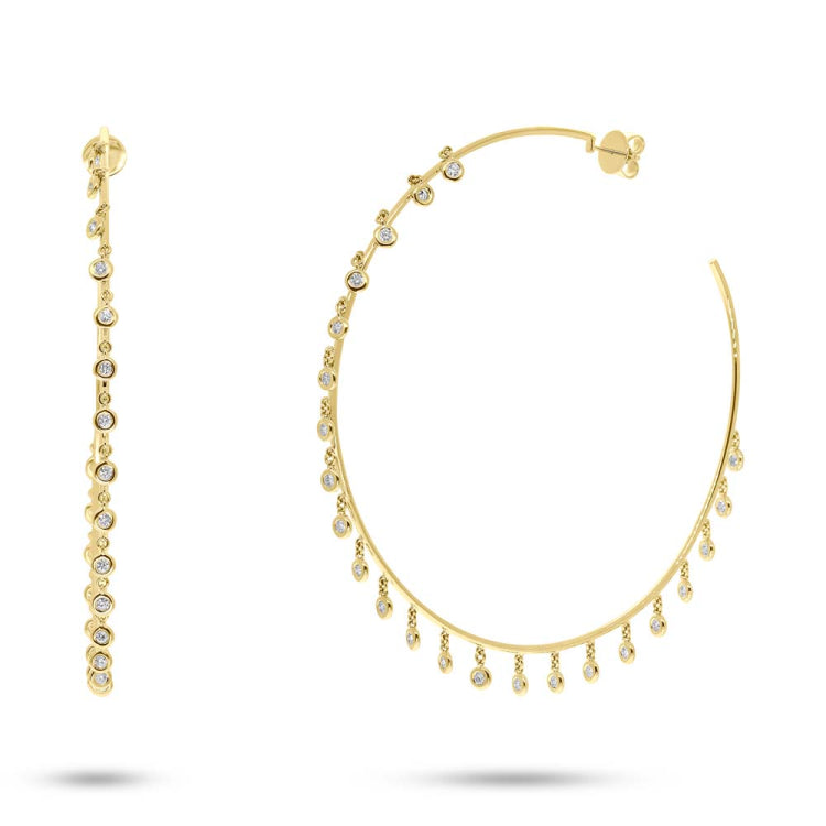 1.85ct 14k Yellow Gold Diamond Shaker Hoop Earring