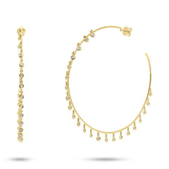 1.85ct 14k Yellow Gold Diamond Shaker Hoop Earring