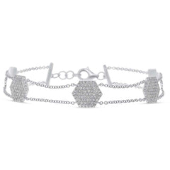 0.78ct 14k White Gold Diamond Pave Hexagon Bracelet