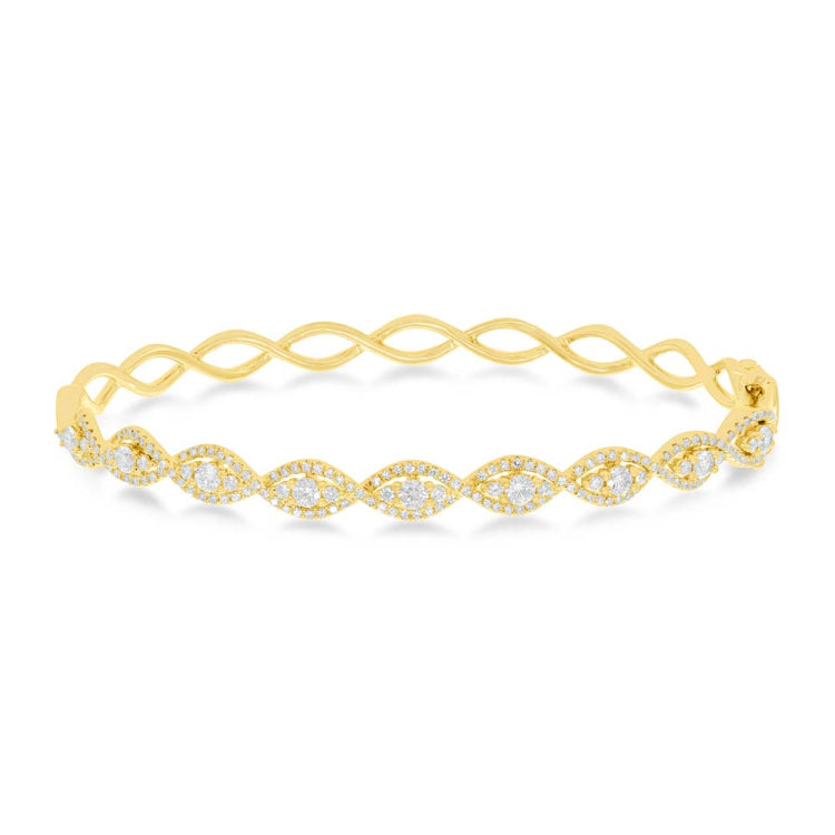 1.09ct 14k Yellow Gold Diamond Bangle