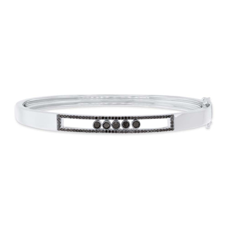 0.44ct 14k White Gold Black Diamond Slider Bangle