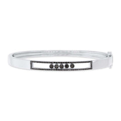 0.44ct 14k White Gold Black Diamond Slider Bangle