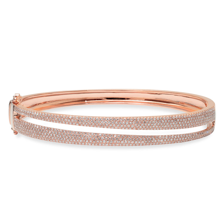 1.39ct 14k Rose Gold Diamond Pave Lady's Bangle