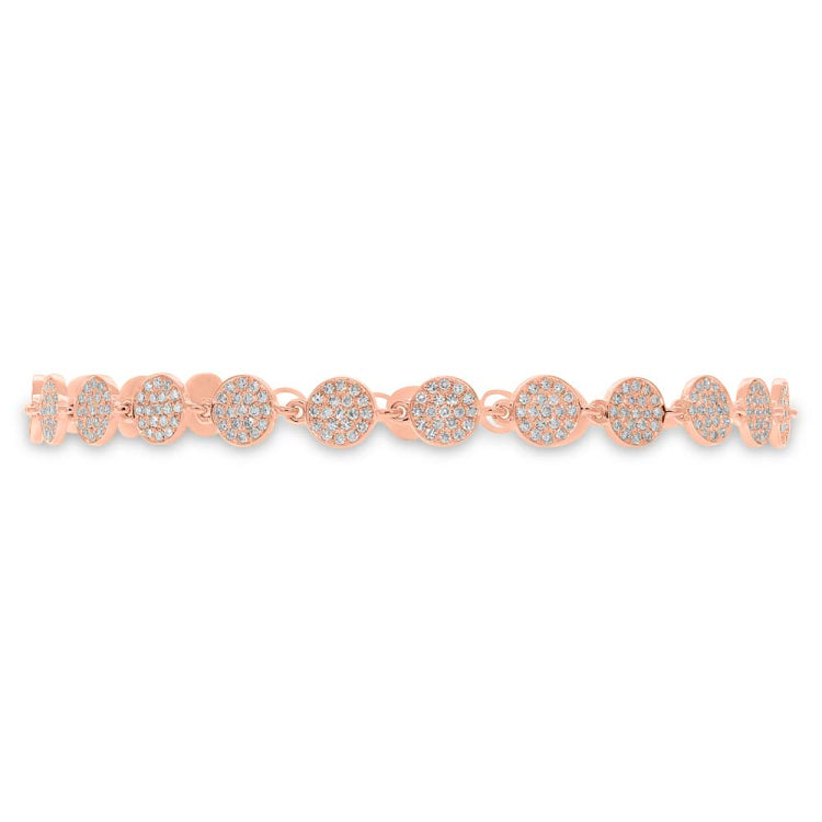 0.89ct 14k Rose Gold Diamond Pave Circle Bracelet