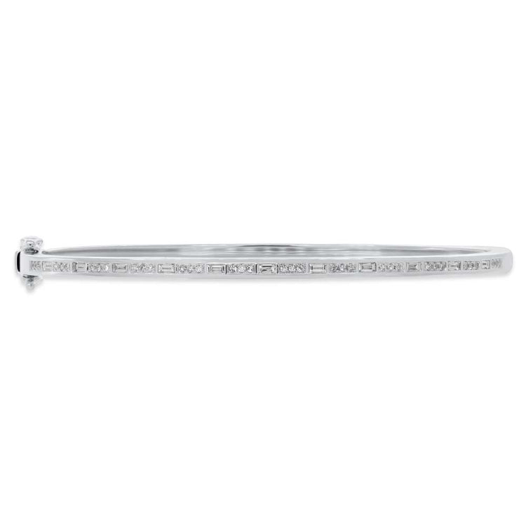 0.34ct 14k White Gold Diamond Baguette Bangle