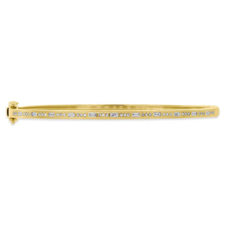 0.34ct 14k Yellow Gold Diamond Baguette Bangle