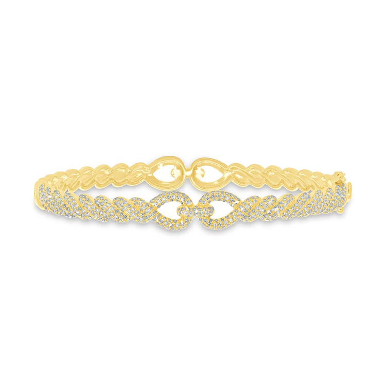 1.26ct 14k Yellow Gold Diamond Pave Bangle