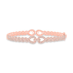 1.26ct 14k Rose Gold Diamond Pave Bangle