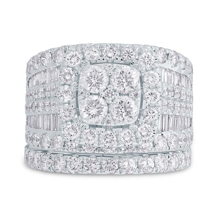 4.28ct 14k White Gold Diamond Cluster Lady's Ring 2-pc