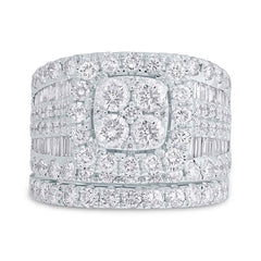 4.28ct 14k White Gold Diamond Cluster Lady's Ring 2-pc