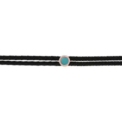 0.06ct Diamond & 0.45ct Composite Turquoise 14k Rose Gold Circle Cord Choker Necklace