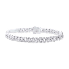 1.10ct 14k White Gold Diamond Pave Chain Bracelet