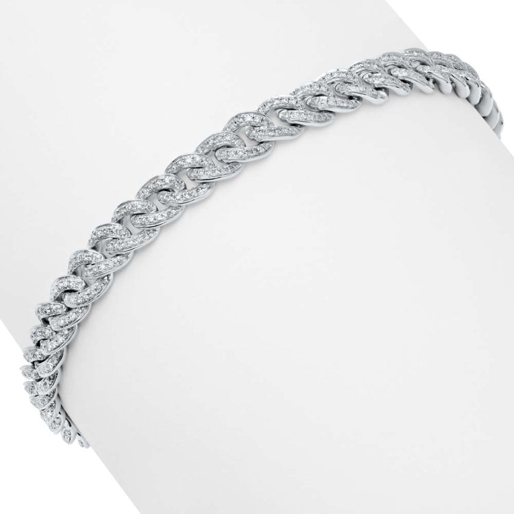 1.10ct 14k White Gold Diamond Pave Chain Bracelet