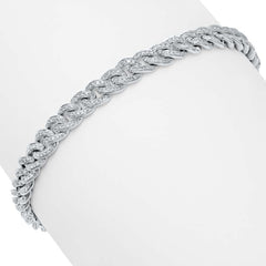 1.10ct 14k White Gold Diamond Pave Chain Bracelet