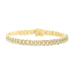 1.10ct 14k Yellow Gold Diamond Pave Chain Bracelet