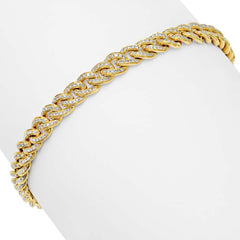 1.10ct 14k Yellow Gold Diamond Pave Chain Bracelet