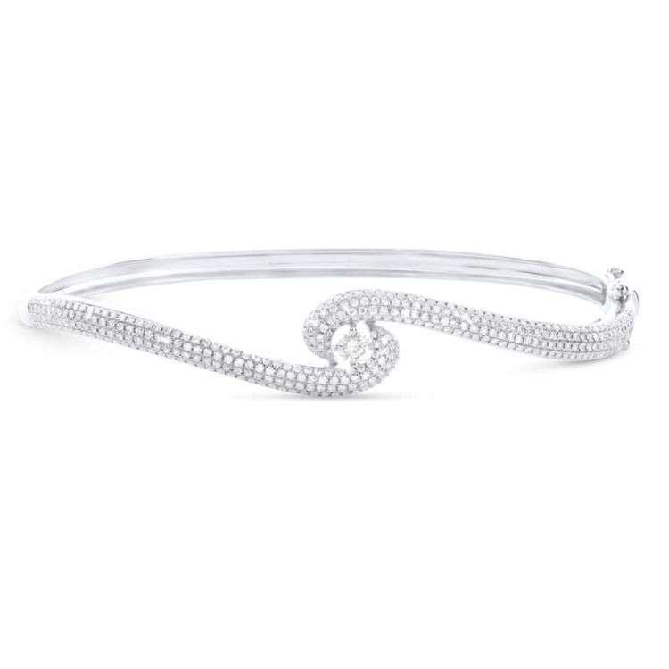1.04ct 14k White Gold Diamond Pave Lady's Bangle