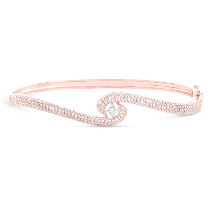 1.04ct 14k Rose Gold Diamond Pave Lady's Bangle