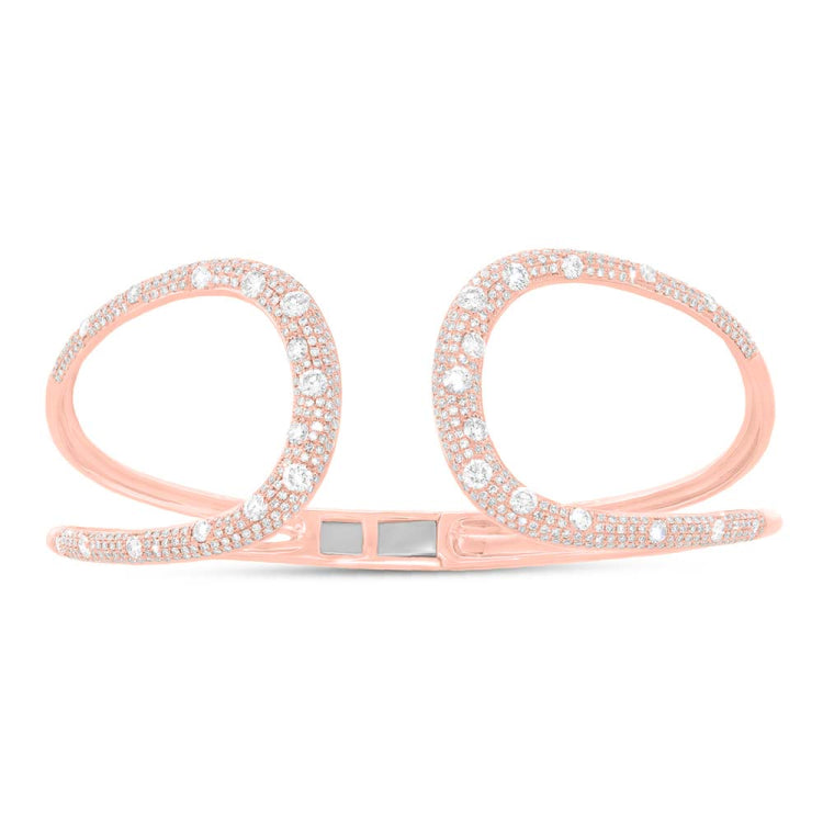 2.47ct 14k Rose Gold Diamond Pave Lady's Bangle