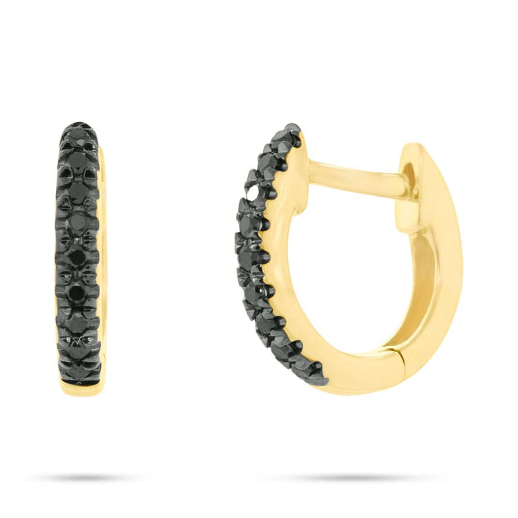 0.06ct 14k Yellow Gold Black Diamond Huggie Earring