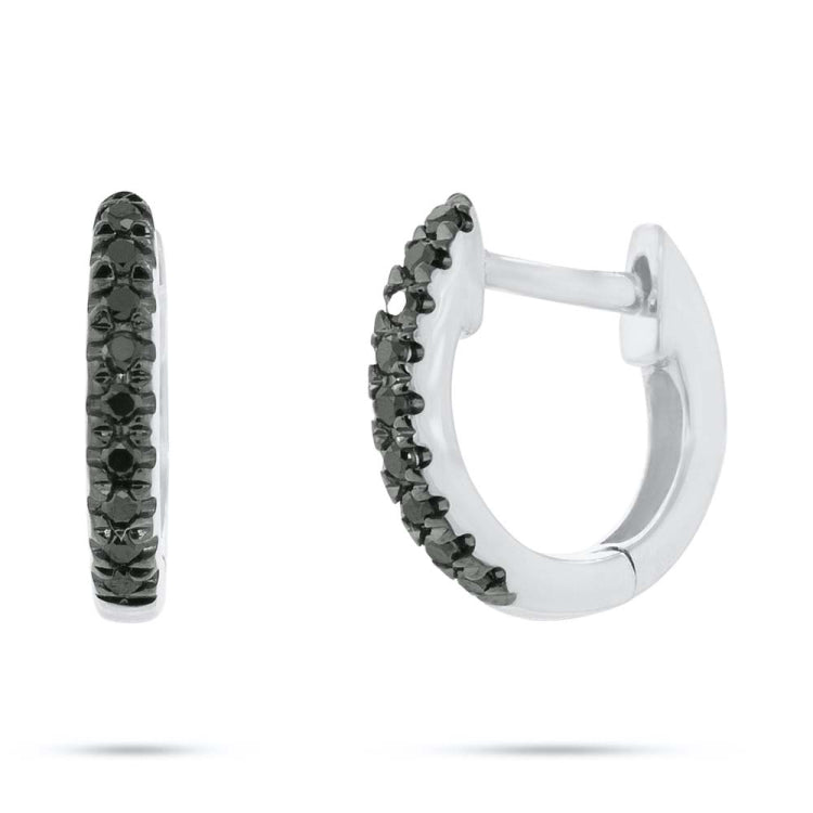 0.06ct 14k White Gold Black Diamond Huggie Earring