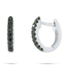 0.06ct 14k White Gold Black Diamond Huggie Earring