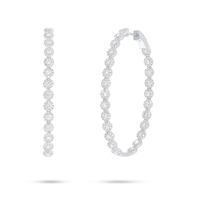3.25ct 14k White Gold Diamond Oval Hoop Earring