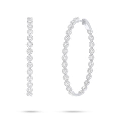 3.25ct 14k White Gold Diamond Oval Hoop Earring