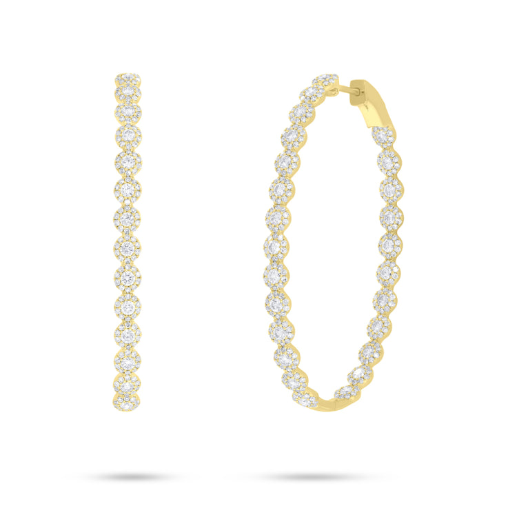 3.25Ct 14k Yellow Gold Diamond Oval Hoop Earring
