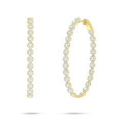 3.25Ct 14k Yellow Gold Diamond Oval Hoop Earring