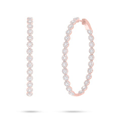 3.25ct 14k Rose Gold Diamond Oval Hoop Earring