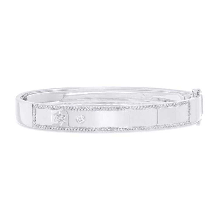 0.49ct 14k White Gold Diamond ID Bangle