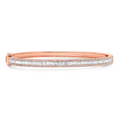 1.74ct 14k Rose Gold Diamond Baguette Bangle