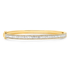 1.74ct 14k Yellow Gold Diamond Baguette Bangle