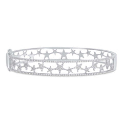 0.72ct 14k White Gold Diamond Star Bangle