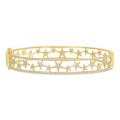 0.72ct 14k Yellow Gold Diamond Star Bangle