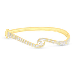 1.12ct 14k Yellow Gold Diamond Pave Bangle