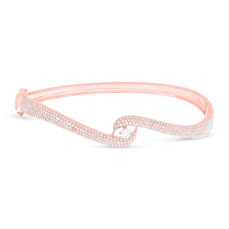 1.12ct 14k Rose Gold Diamond Pave Bangle