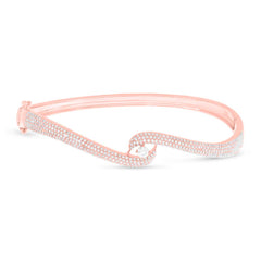1.12ct 14k Rose Gold Diamond Pave Bangle