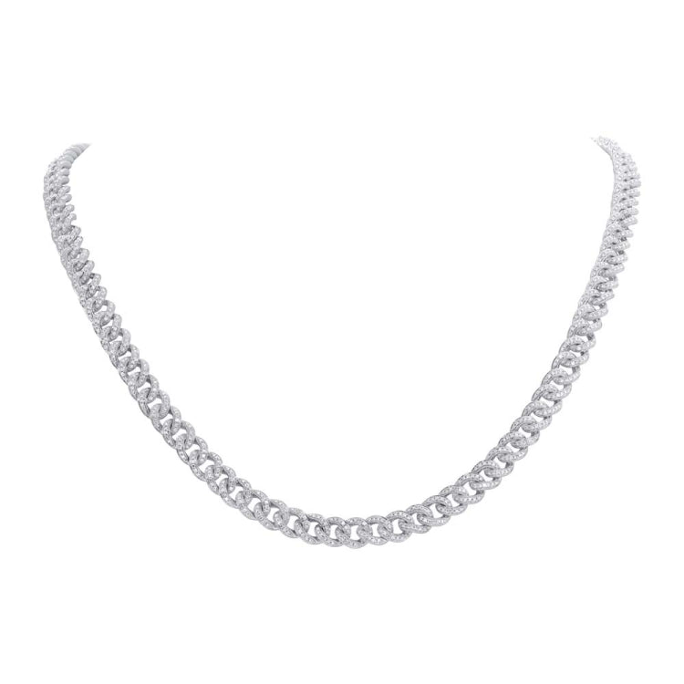 2.70ct 14k White Gold Diamond Pave Chain Necklace
