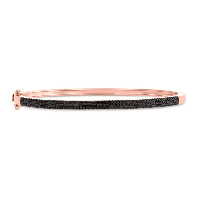 0.54ct 14k Rose Gold Black Diamond Pave Bangle