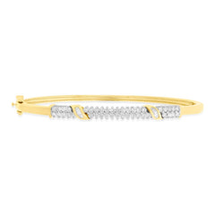 0.97ct 14k Two-tone Gold Diamond Baguette Bangle