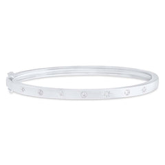 0.18ct 14k White Gold Diamond Star Bangle