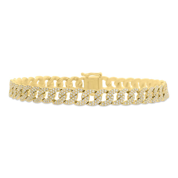 1.60ct 14k Yellow Gold Diamond Pave Chain Bracelet