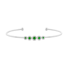 0.14ct Diamond & 0.29ct Green Garnet 14k White Gold Bangle