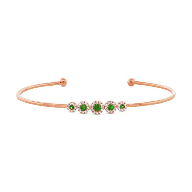 0.14ct Diamond & 0.29ct Green Garnet 14k Rose Gold Bangle