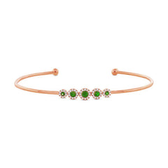 0.14ct Diamond & 0.29ct Green Garnet 14k Rose Gold Bangle